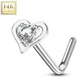 Šperky4U zlatý piercing do nosu srdíčko čirý zirkon ZL01193C-WG – Zboží Dáma