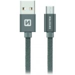 Swissten 71522202 USB 2.0, zástrčka A - zástrčka micro B, opletený, 1,2m, šedý – Zbozi.Blesk.cz