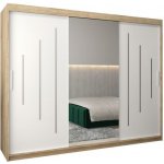 DobreSny York1 se zrcadlem 250 x 200 cm bílá / dub sonoma – Zbozi.Blesk.cz