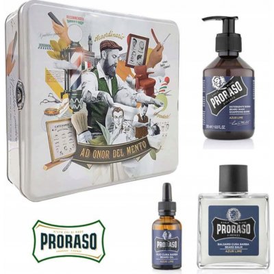 Proraso Azur Lime pro vousáče šampon na vousy 200 ml + balzám na vousy 100 ml + olej na vousy 30 ml dárková sada – Sleviste.cz