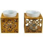 Orion Aroma lampa keramika dřevo hranatá 11 x 10 cm – Zboží Dáma