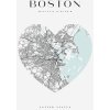 Plakát Plakát Boston mapa města srdce 21X29,7 cm