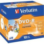 Verbatim DVD-R 4,7GB 16x, printable, plastová krabička, 10ks (43521) – Zboží Živě