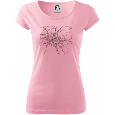 Mapy měst černobílé Klatovy pure dámské triko růžová – Zboží Mobilmania