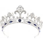 B-Top barokní svatební korunka Blue Tiara postříbřená