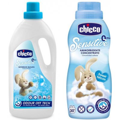 Chicco Prostředek prací dětský Sensitive 1,5 l + Aviváž konc. Sladký Pudr 750 ml