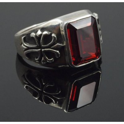 Pánský stříbrný gothický prsten s červeným zirkonovým kamenem. -prst40- od  1 170 Kč - Heureka.cz