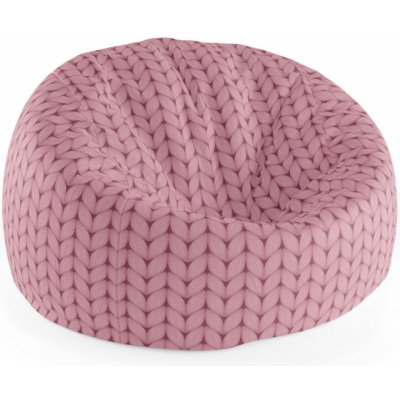 Sablio sedací vak Cocoon růžové pletení z vlny 115 x 75 cm x 45 cm – Zboží Mobilmania