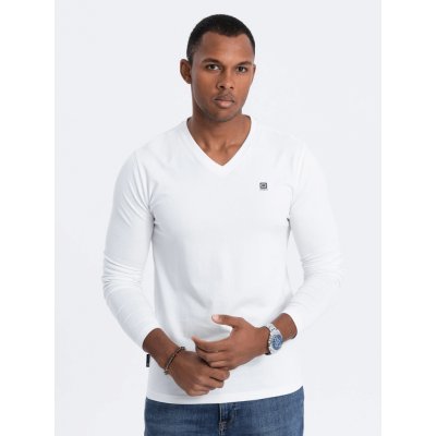 Ombre Clothing Pánské tričko s dlouhým rukávem Keuntres bílá