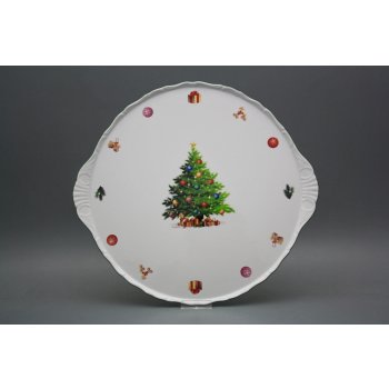 Bohemia Porcelán 1987 Dortový talíř 30,5cm Verona Christmas Tree JZL