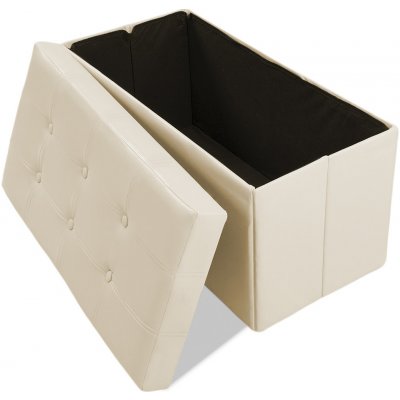 TecTake 401461 Box skládací s úložným prostorem béžová koženka – Zboží Mobilmania