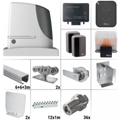 Nice Run 1800 K1 10.0Z - sestava pojezdu, pohonu a příslušenství, pro posuvnou bránu do průjezdu 10,8 m a 1065 kg, pozinkovaný profil – Hledejceny.cz