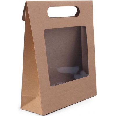 Papírová taška s průhledem 16x21 cm Varianta: hnědá přírodní, Balení: 1 ks – Zboží Živě