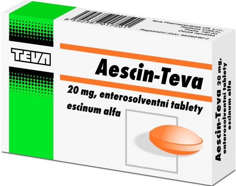 Aescin-Teva por.tbl.ent. 90 x 20 mg od 180 Kč - Heureka.cz
