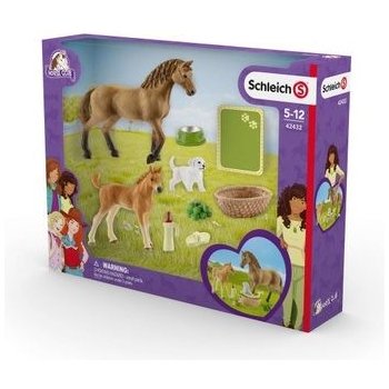 Schleich 42432 Set hříbě a Quarter kůň se štěňátkem a doplňky