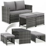 tectake 406393 2 v 1 ratanová zahradní sedací souprava monopoli, pohovka a lounge set - šedá – Hledejceny.cz