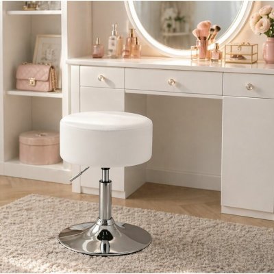 FurniGO - Taburetka Tonia bílo-stříbrná – Zbozi.Blesk.cz