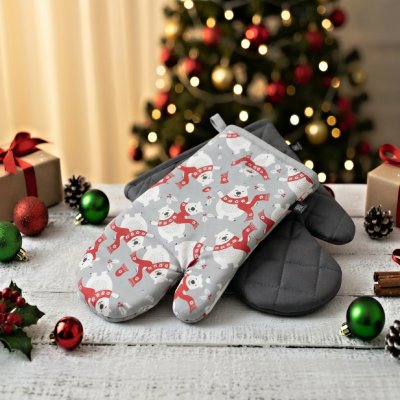 BBK Vánoční kuchyňské rukavice chňapky SMILING XMAS 18 x 30 cm 100% bavlna – Sleviste.cz