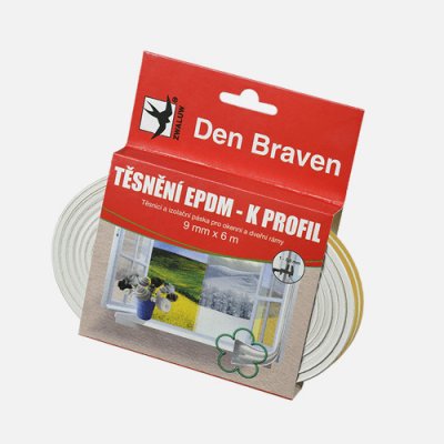 Den Braven - Těsnicí profil z EPDM pryže, K profil, 9 mm x 4 mm x 6 m, bílý