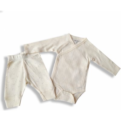 Kiabi Kojenecká souprava béžové kalhoty a zavinovací body – Zboží Dáma