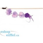 Vábnička/prut s pompon míčky a peřím, 40cm – Zboží Dáma