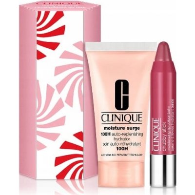 Clinique Merry Moisture Set Moisture Surge 100H Auto-Replenishing Hydrator 30 ml Chubby Stick Moisturizing Lip Color Balm 07 Super Strawberry 1,2 g – Zbozi.Blesk.cz