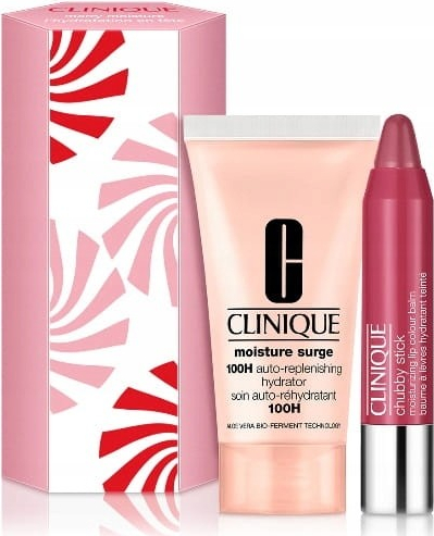 Clinique Merry Moisture Set Moisture Surge 100H Auto-Replenishing Hydrator 30 ml Chubby Stick Moisturizing Lip Color Balm 07 Super Strawberry 1,2 g