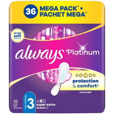 Always Platinum Super Extra velikost 3 Vložky s křidélky 36 ks – Zboží Mobilmania