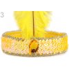Karnevalový kostým čelenka flitrová s peřím retro žlutá