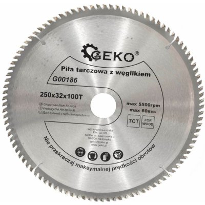 GEKO Pilový kotouč na dřevo 250x32mm 100T s redukcí na 25,4mm – Zbozi.Blesk.cz