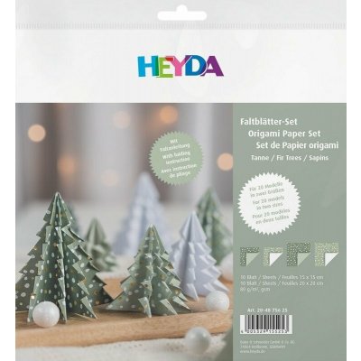Heyda Papíry na origami 15 x 15 cm a 20 x 20 cm 20 ks zelená se zlatými tečkami – Hledejceny.cz