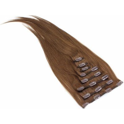 Clip in vlasy 30cm Remy pravé lidské 100g - středně hnědá – Zboží Dáma