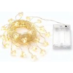 DECOLED LED světýlka na drátku na baterie se srdíčky 2,3 m teple bílá, 20 diod, čirý kabel IP20 interiér, 3× AA – Zbozi.Blesk.cz