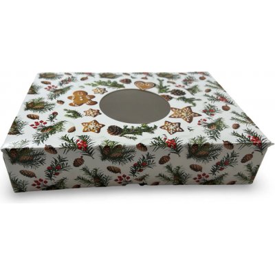 ALVARAK Krabička na cukroví s oknem 22 x 15 x v.5 cm, lux. lamin.papír, bílá, CBOX-141 – Zboží Dáma