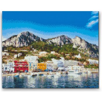 Vymalujsisam.cz Diamantové malování Ostrov Capri Itálie 2 40 x 50 cm na dřevěné desce diamanty kulaté