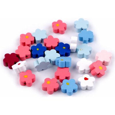 Dřevěné korálky květ O15 mm 340233 - bílá – Hledejceny.cz