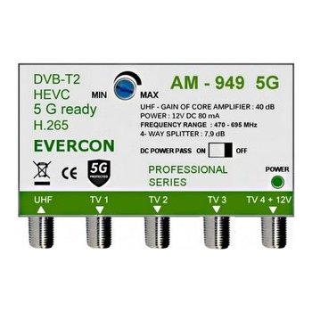 Evercon HEVC anténní zesilovač pro 4 TV AM-949 5G