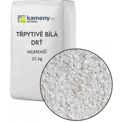 Okrasné kameny Třpytivě bílá drť - mramor Vyberte si balení: 25 kg, Vyberte si velikostní frakci: Nejmenší – Zboží Dáma