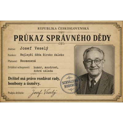 Bezvadary.cz | Průkaz správného dědy s vlastní fotografií a textem A3 42x30cm rp1 – Hledejceny.cz