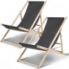 Lehátko Yakimz Deckchair Camping Relax Lounger Folding Wooden Cosy Folding Deckchair Sun Lounger Wood Šedá 2 ks