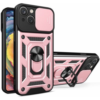 Pouzdro Hybrid Armor Camshield Silikonové s kovovým kroužkem na iPhone 15 PLUS růžové