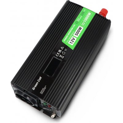 Green Cell PowerInverter LCD 12 V 500W/1000W čistá sinusoida – Sleviste.cz