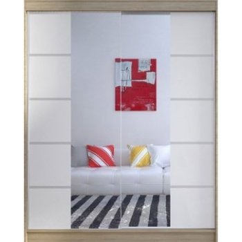 Kapol Camino V 150 cm s půleným zrcadlem a posuvnými dveřmi Stěny dub / bílá