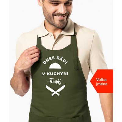 Kariban HobbyTriko Zástěra pro muže se jménem Dnes řádí v kuchyni.. Khaki – Hledejceny.cz