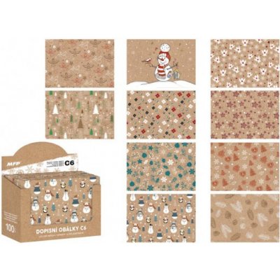 MFP 5550339 Dopisní obálka C6 vánoční KRAFT (mix) – Zboží Dáma