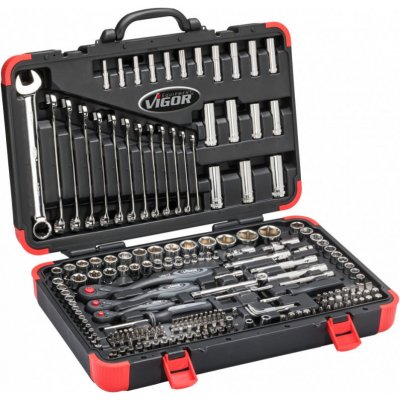 Vigor Gola sada 1/4” 3/8” 1/2” s klíči 216 ks v kufru V3277N – Sleviste.cz