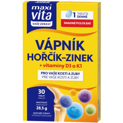 Maxivita Vápník Hořčík Zinek 30 tablet – Zboží Mobilmania