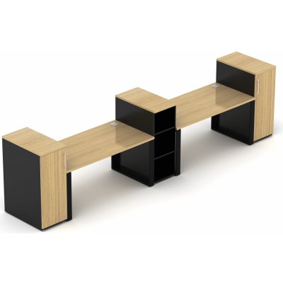 Nábytek Designový cz DEBZ15O Kancelářská sestava EPIC Z15 O volitelná délka stolů 160/180 cm dub černá – Zboží Dáma