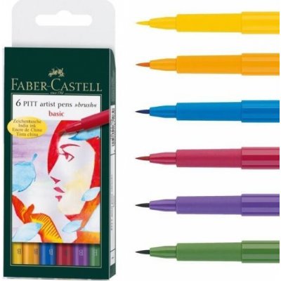 Faber-Castell 6710 Pitt Artist Pen Brush 6 ks základní ks – Zboží Mobilmania
