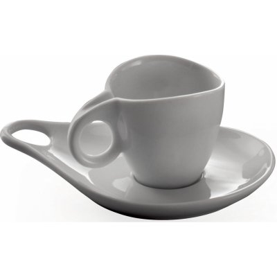 BUGATTI Šálky Sada 6 porcelánových šálků na kávu a čaj Šálky s podšálky Šedá 135 ml – Zboží Mobilmania